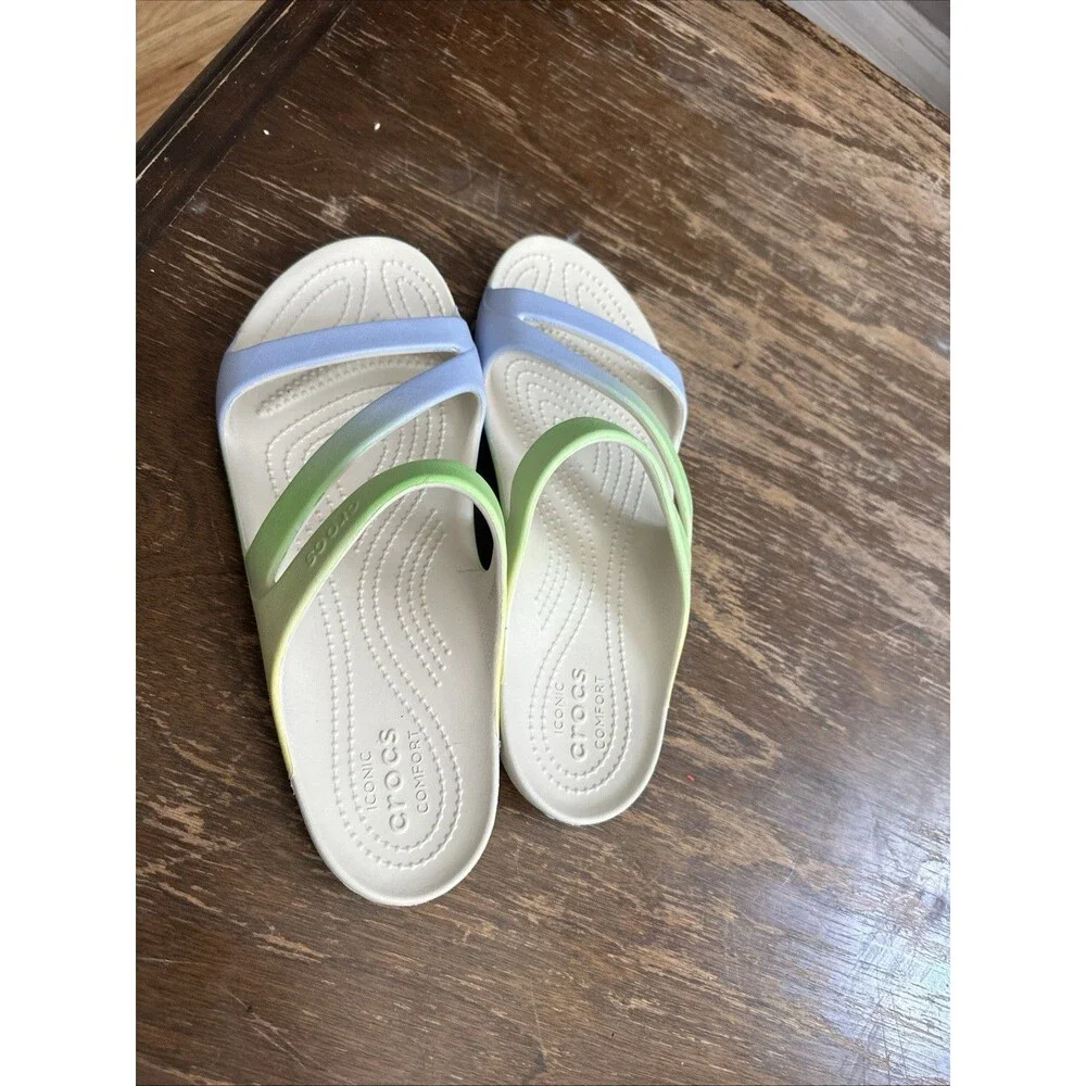 Crocs Iconic Comfort Women’s Flip Flop Sandals Pastel Blue Green Size 10W